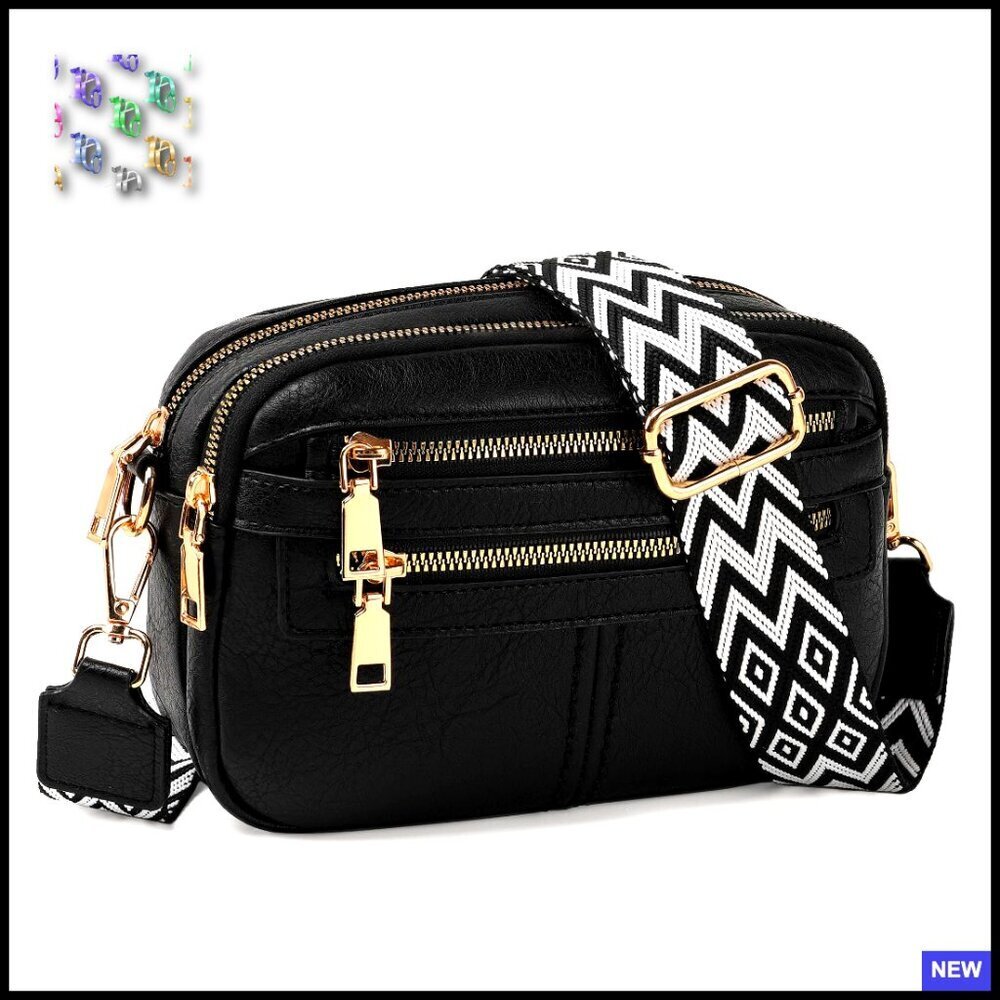 Vegan Leather Crossbody Bag Multi-Pocket Travel Purse Hands-Free Chic
